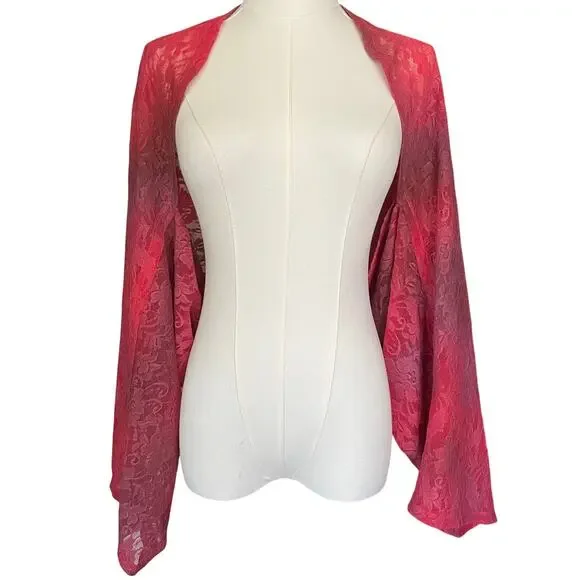 LOGO Womens Lace Shrug Ombré Fairycore Shawl Open Cardigan Size Medium Large - Picture 1 of 5